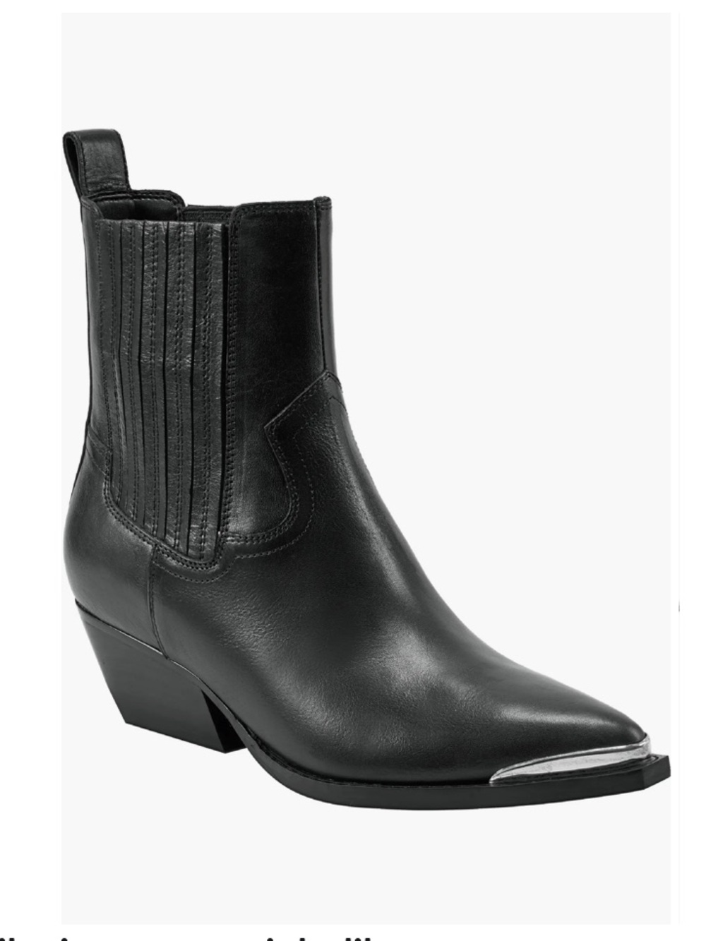 MARC FISHER Booties NEW Western Coastal Cowgirl Pointed Silver Toe Black Size 8